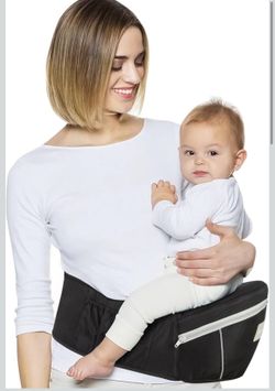 Baby Carrier with Hip Seat, Ergonomic Front Carrier for Newborns & Toddlers, Adjustable Waistband with Strong Support, Large Pocket Design, Black