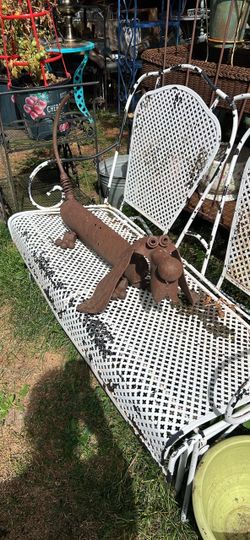 Iron dachshund yard art
