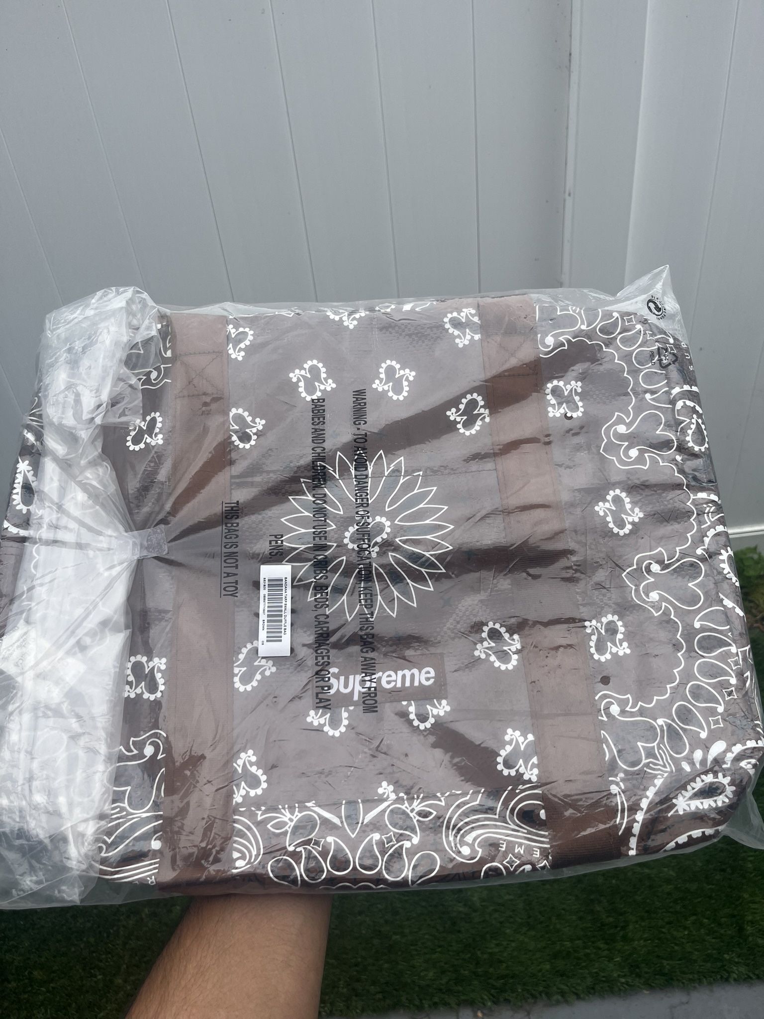 New Supreme Bandana Brown Tarp Duffle Bag