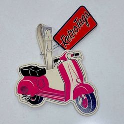 NWT Flapjack Retro Pink Scooter Luggage Suitcase Backpack Travel Tag
