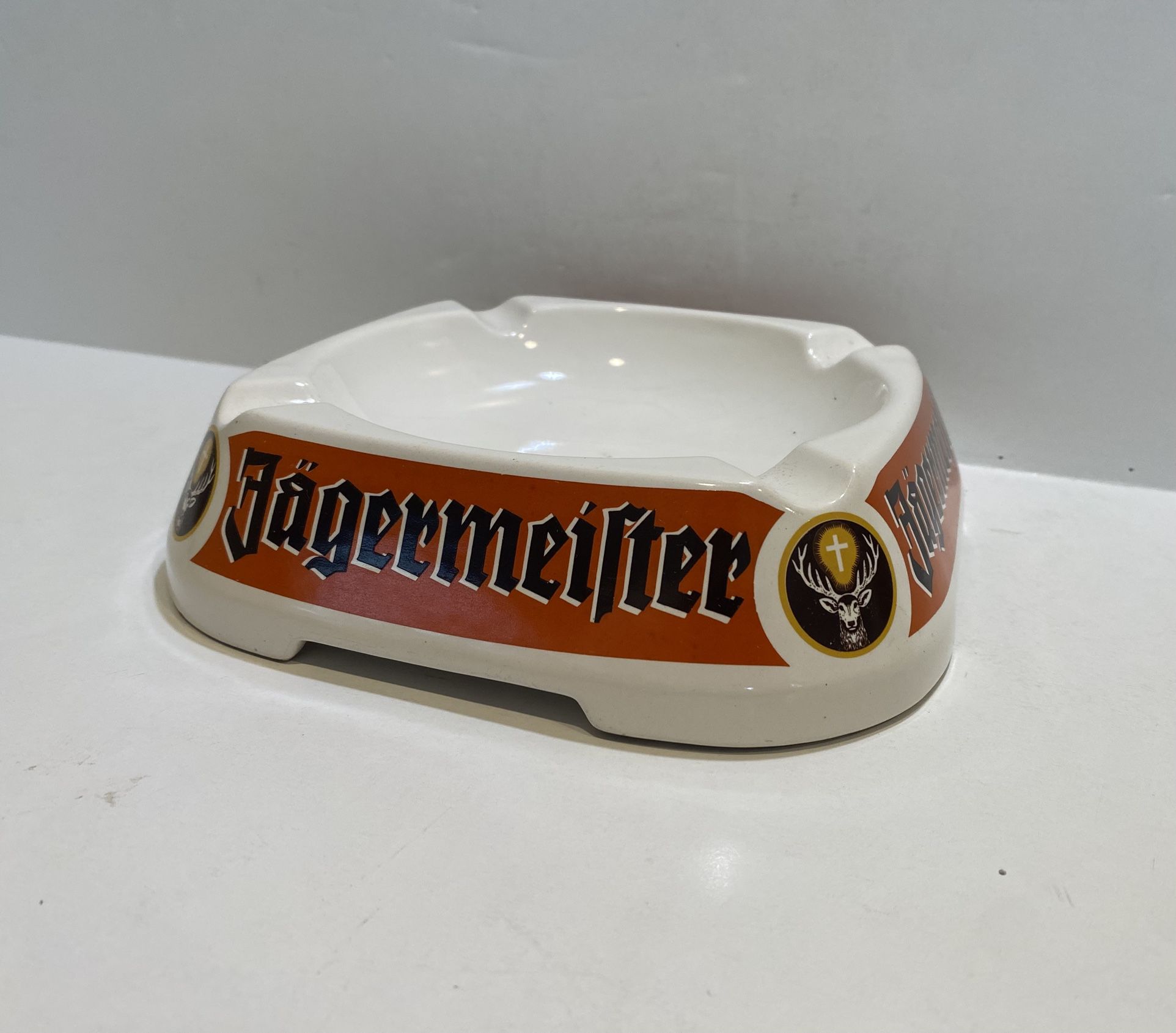 Vintage Large Jägermeister Ceramic Advertising Ashtray