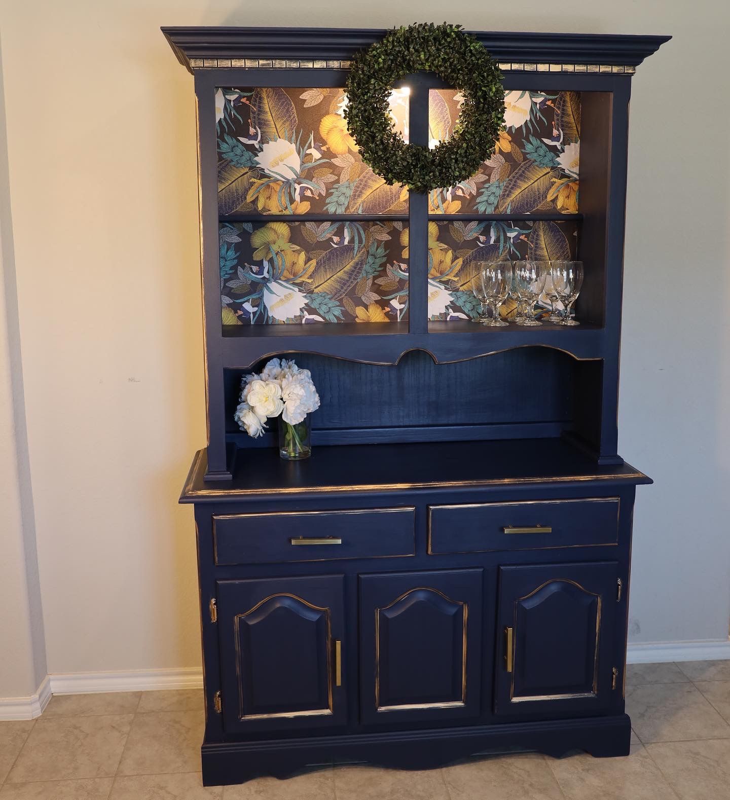 Navy Blue and Gold Hutch
