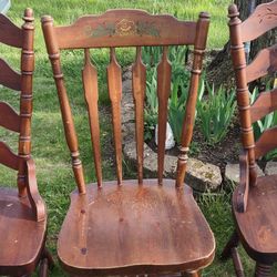 Set Of 4 Heavy Older Type Chairs, High Back, Nice