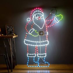 ZHOUDUIDUI 5FT 273 LED Santa Claus Light, Colorful Neon Light Sign Animated Christmas Decoration for Indoor Outdoor Yard Home Garden Christmas 