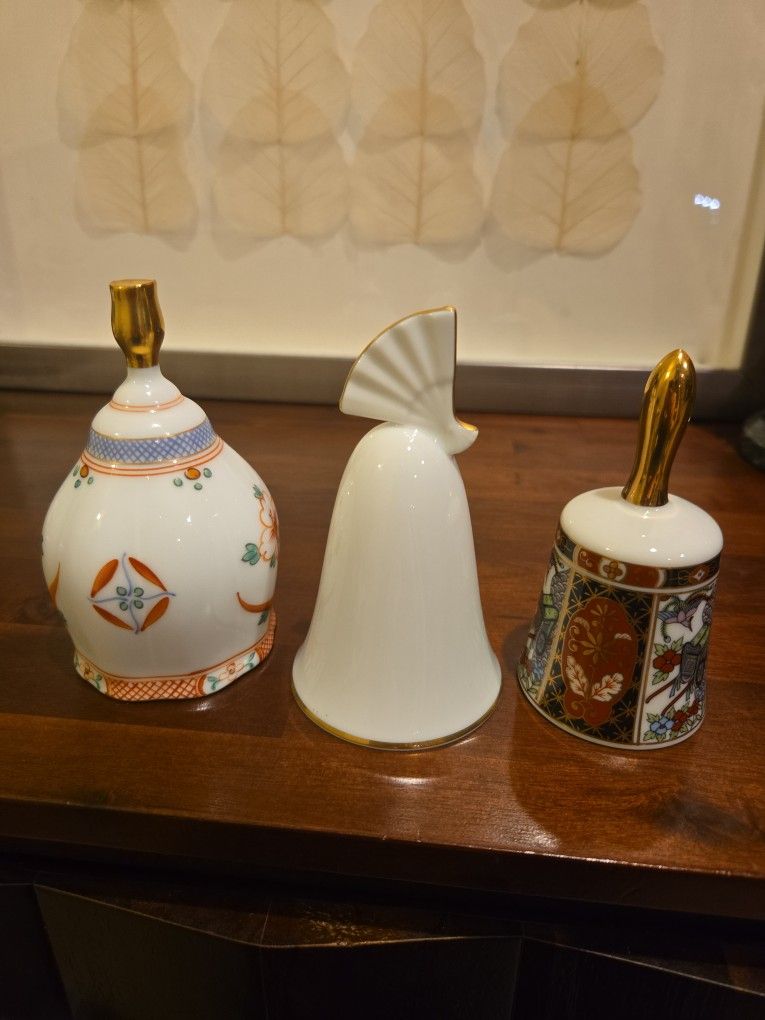 Set of 3 Vintage Japanese Porcelain Bells β Noritake, Sango, Kohzan