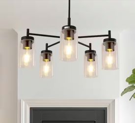 Chandelier + Matching Pendant Lamps For Kitchen Island (x3)