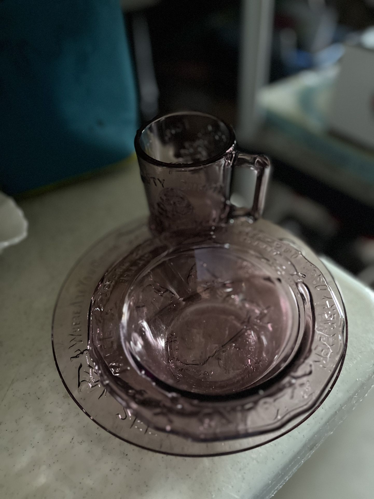 Antique child's breakfast setting three pieces