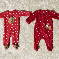 0-3 Months Bundle of Warm Fleece Christmas Pajamas