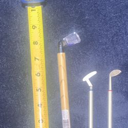 Miniature Golf Clubs & 8 Inch Silver Wedge Refillable Lighter 