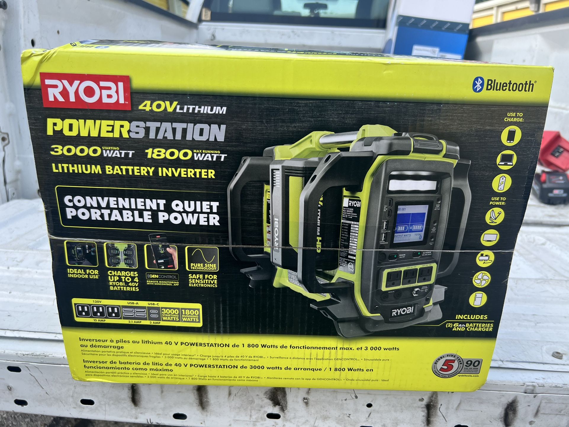 Roybi 40V 1800w Portable Battery Power Station Inverter Generator With Two 6.0 Batteries 