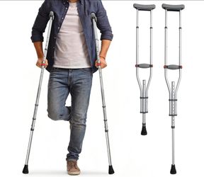 New In Box, Aluminum Alloy Crutches for Adults, Pair of Height Adjustable Crutch (Fits 4'7" - 6'7") 300lbs capacity