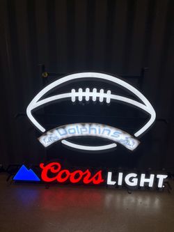 Miami dolphins display sign Coors light beer, sign, neon jersey bobble head