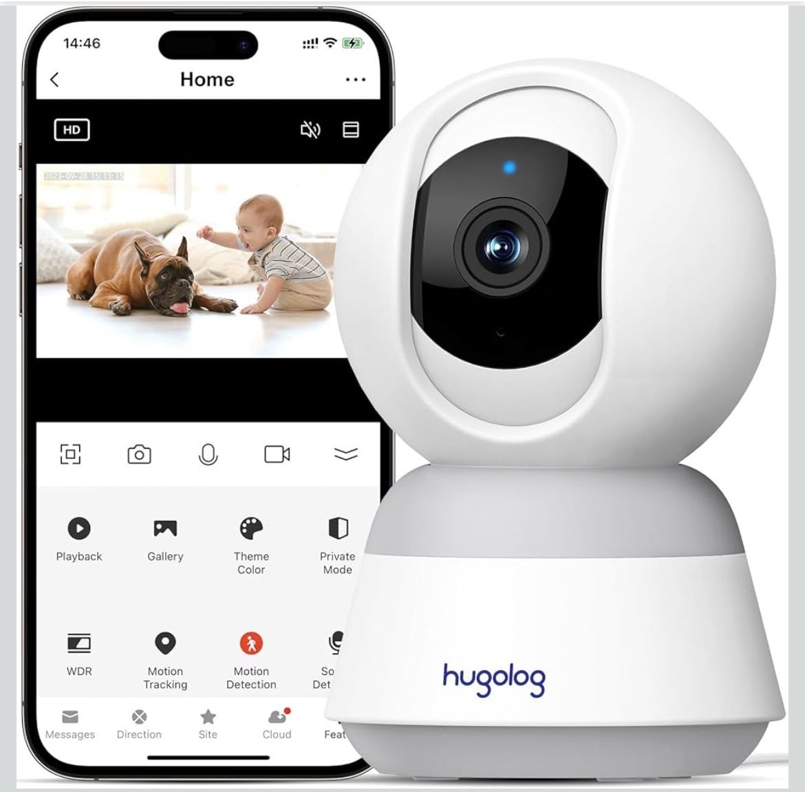 π In Box 3K 5MP Indoor Pan/Tilt Security Camera with Auto-Focus,Ideal for Baby Monitor/Pet Camera/Home Security,Starlight Color Night Vision,Human/Pe