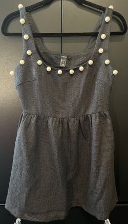 NEW! Forever 21 Black Tweed Pearl Dress Size Small