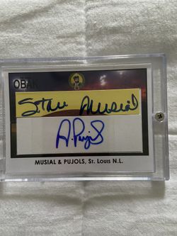 Very Rare !!!!tristar obak stan Musial & Albert Pujols dual autographed card #1/5