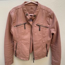 Pink Faux Leather Jacket 
