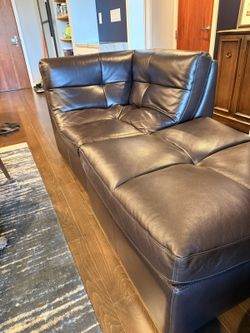 Z Gallerie Dark Brown Leather Modular Cloud Sectional Sofa