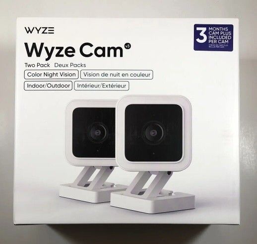 Two Brand New Wyze Cam V3 Security Cameras With Color Night Vision
