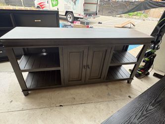 Dark Gray Wood TV Stand Console