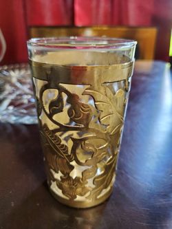 Vintage 1960s Brass Mexican Drinking Glasses Tumblers