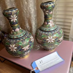 China Pair Of Cloisonné Vases