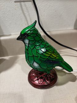 Stained Glasslooking resin Cardinal Bird Accent Lamp