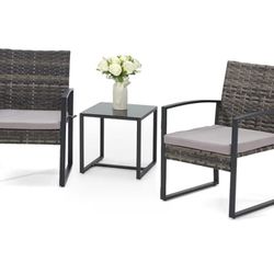 3 Pieces Patio Furniture Set / Set De Sillas Para Patio