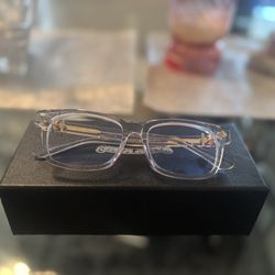 Chrome, Heart, Transparent, Gold Glasses
