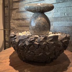 Custom Handcrafted Tabletop Natural Stone Cairn Fountain