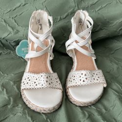 Girls White Wedge Heels