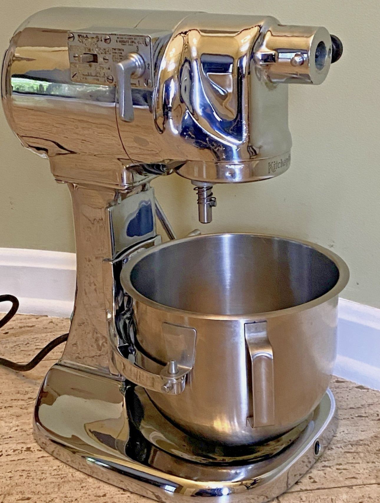 Vintage Chrome Kitchenaid Model G Commercial Mixer 3 attachments like Hobart N50