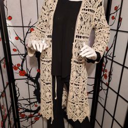 PRE-LOVED "BELLDINI" LADIES CROCHET LONG JACK CREAMY VANILLA/SIZE SMALL