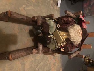 Santa decorative wood sled