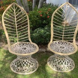 MidCentury Woodard Fiberglass Peacock Leaf Chairs (2)
