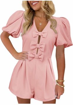 Nwt: Bow romper w pockets (med)