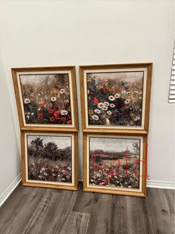 Premium 26×26 Luxury Framed Wall Art - Modern Wood & Black Frame Collection $45 each