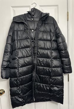 Calvin Klein Women's Shine Bibbed Hooded Packable Puffer Coat