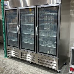 Polarman PLM-81RGS 81" Reach-In Refrigerator with Triple Glass Doors with LED Lighting, Bottom Mount, Stainless Steel, 72 cu. ft.