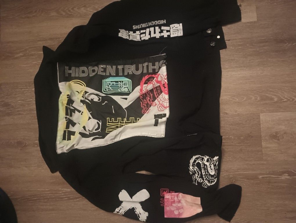 Anime Black Denim Jacket (Large)