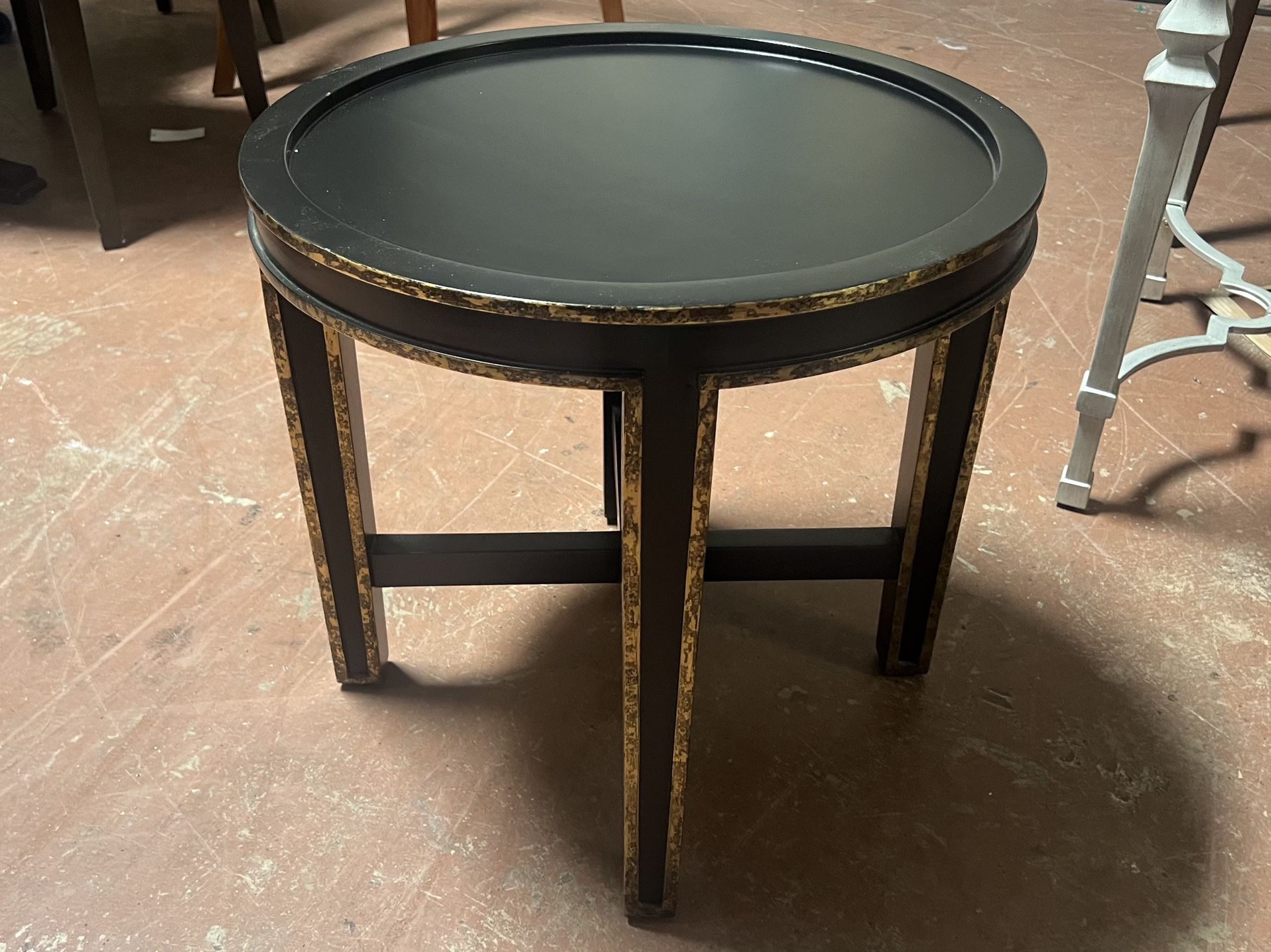 Meredith Baer Black & Gold Round End Table