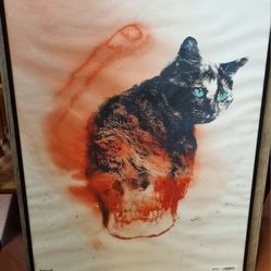 Mixed Media Cat And Skull