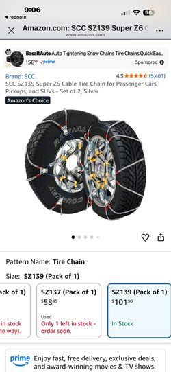 SZ139 Super Z6 Cable Tire Snow chain For Cars, Pickups And SUVs