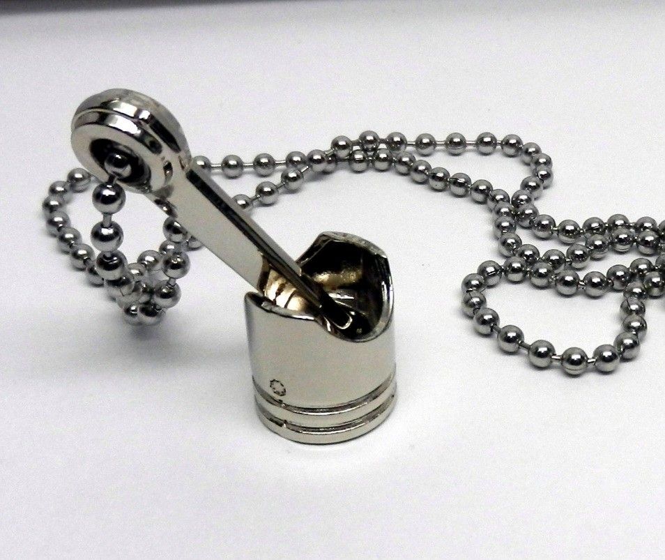 Piston & Rod Engine Part Chrome Necklace Muscle Car V8
