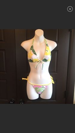 Cia Maritima White & Yellow Bikini Size Medium