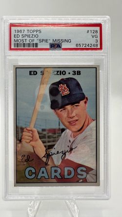 1967 Topps #498 Ed Spiezio - "SPIE" Missing Error/Variation - PSA 3 VG RARE