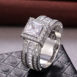 Beautiful  Sterling Silver White Sapphire Ring  