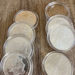 9-1oz Troy .999 Fine Silver Generic Rounds In Capsules 