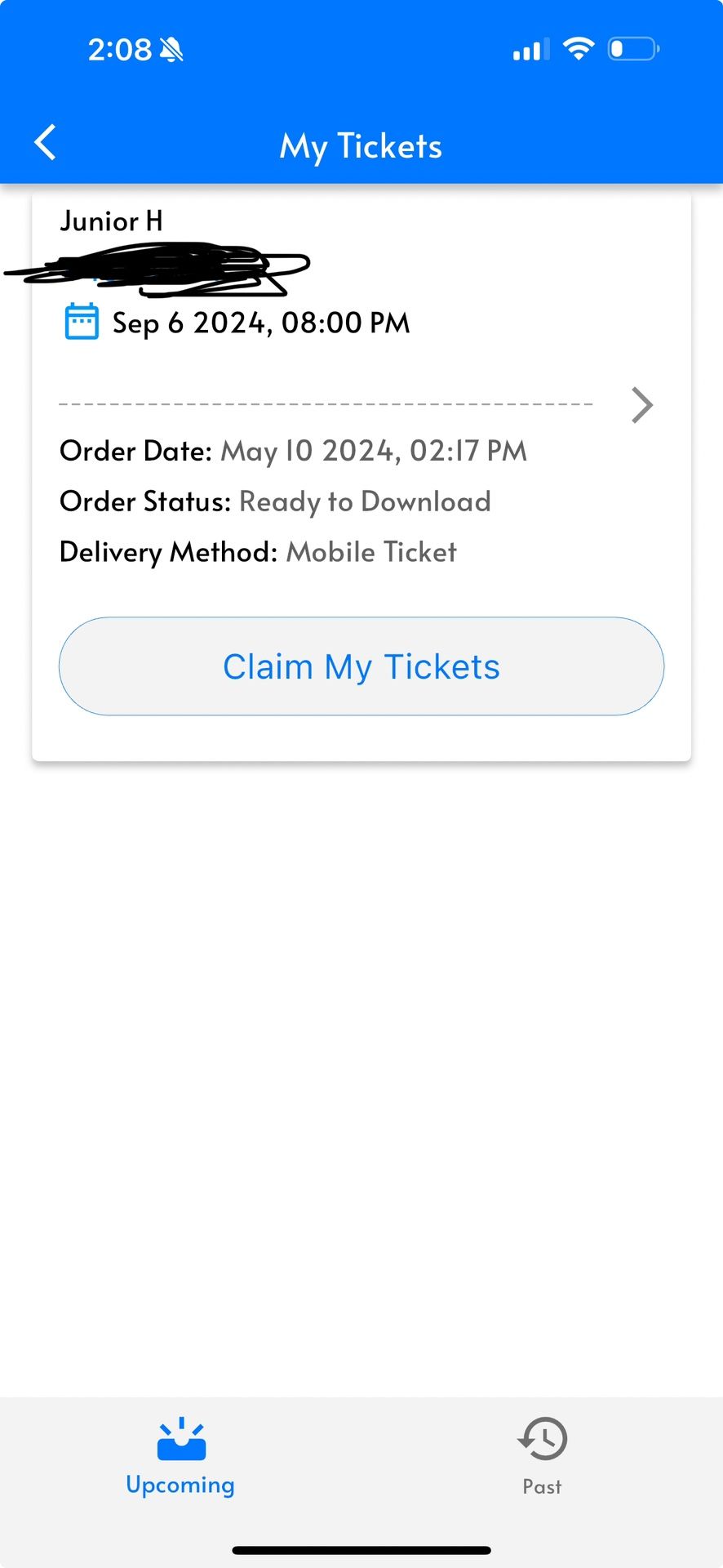 Junior H Ticket Fresno Friday September 6 Row U 101