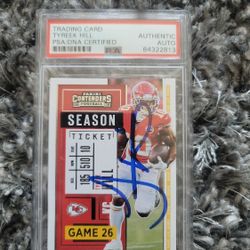 Tyreek Hill Autograph Signed 2020 Panini Contenders KC Chiefs SB Champ PSA/DNA