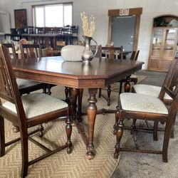 Wood Dining Table & 6 Chairs